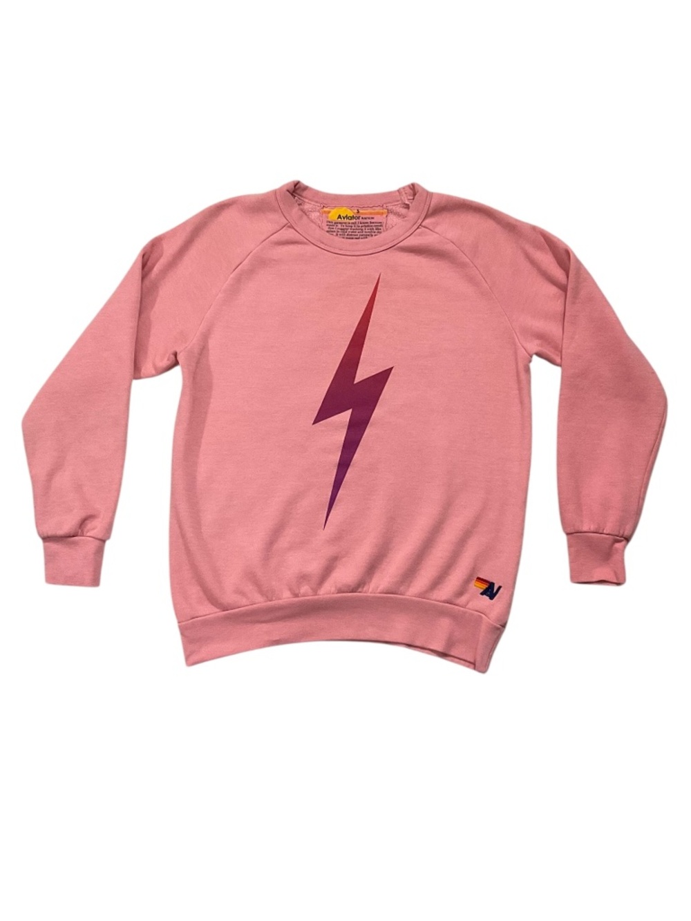 Aviator Nation Pink Lightning Bolt Crewneck Sweatshirt Size Small S